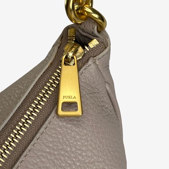 Furla Pebbled Leather Hobo Bag in Sabbia Taupe with Chain Strap and Dust Bag - Picture 7 of 15